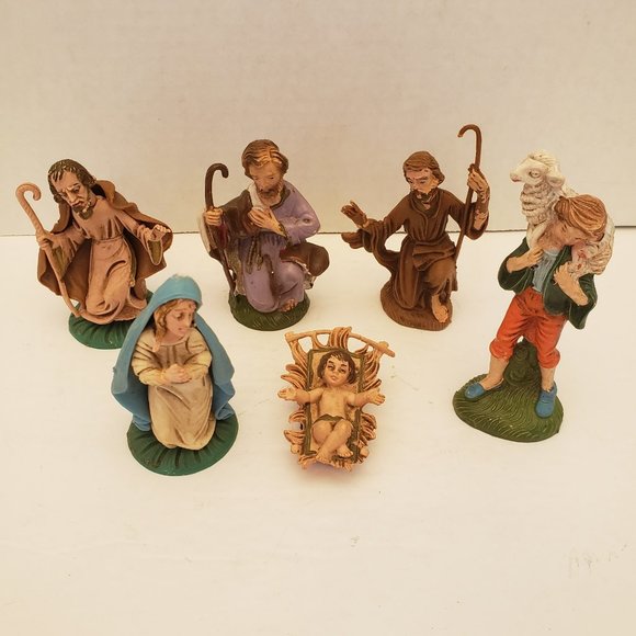 Vintage 6 Piece Italian Nativity Set Christmas Holiday Figurines - Picture 1 of 16
